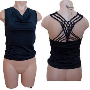 Vintage Y2K Digit@l Clothing Cowl Neck Tank Top W/‎ Criss Cross Straps Size M